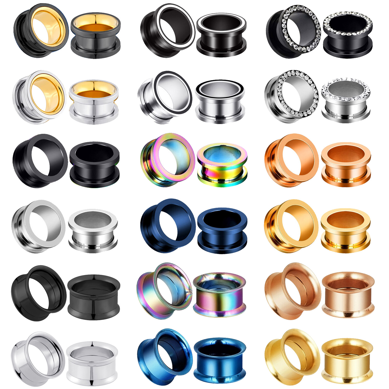 Wholesale Lot 20x Stone/Acrylic/Stainless Steel/Wood Ear Plugs Tunnels Ear Gauge