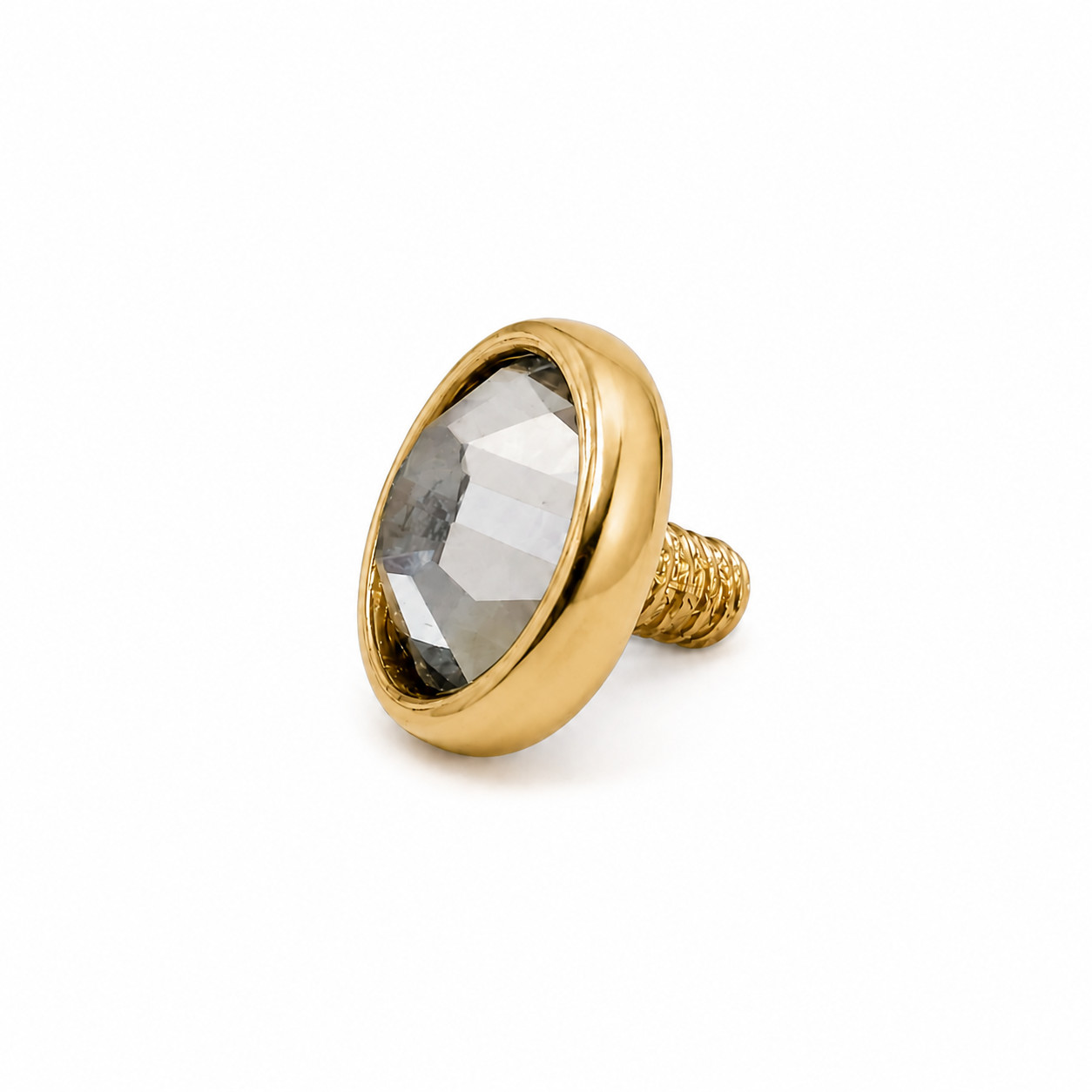 14K Gold Round 4mm Rose Natural Diamond Bezel Low Profile Dome Dermal Top