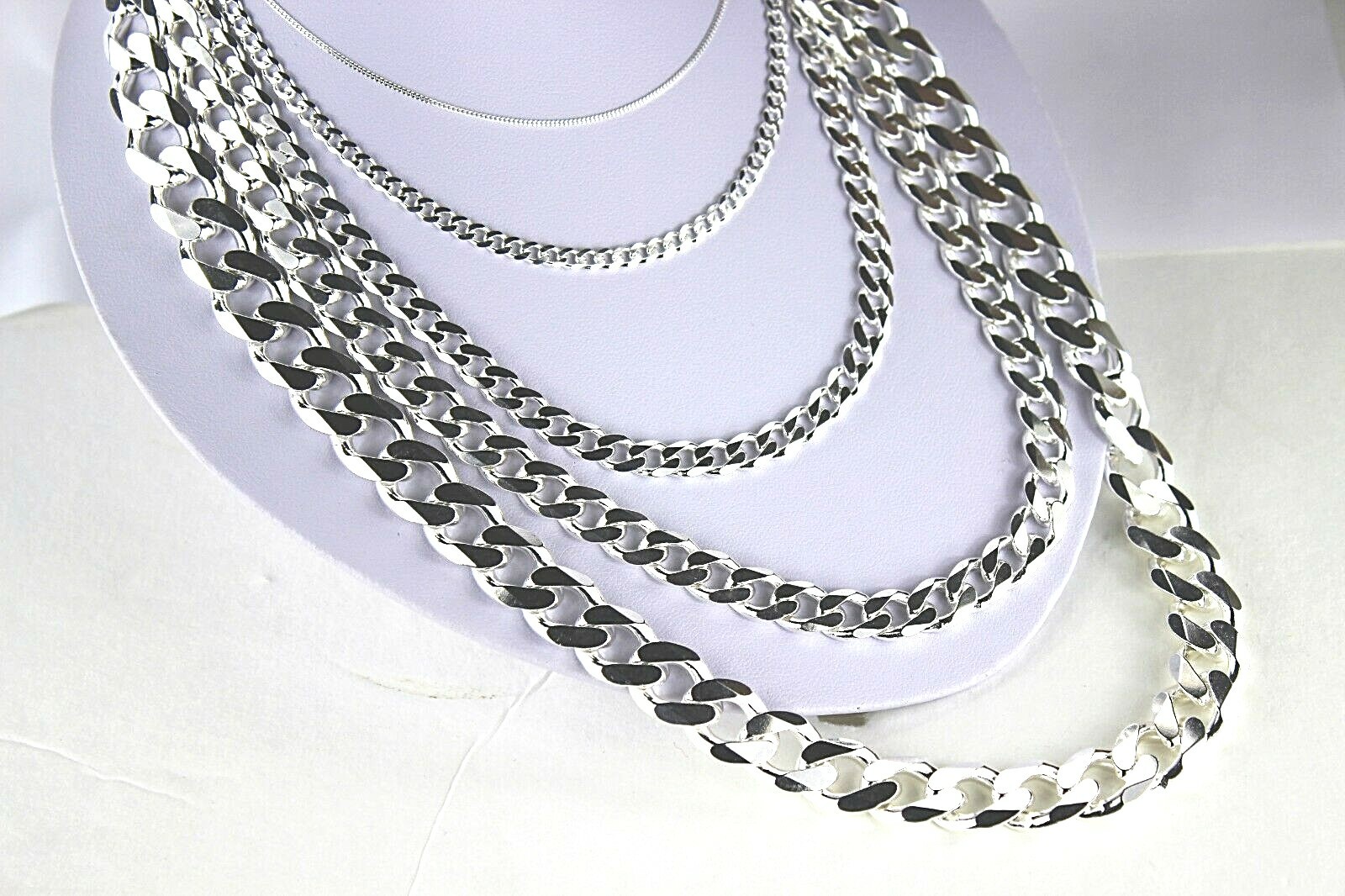 .925 Sterling Silver Cuban Curb Link Chain Necklace 1mm~13mm Men Women 16″~40″
