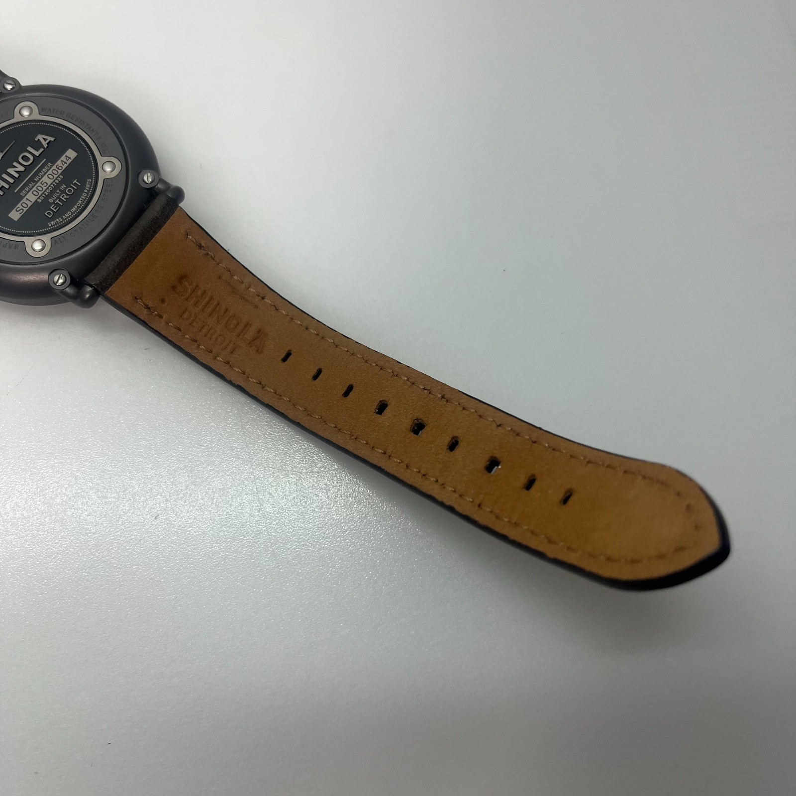SHINOLA Argonite-1069 Black Quartz Watch USA MADE 41mm w/Box, Paper & Strap#886A