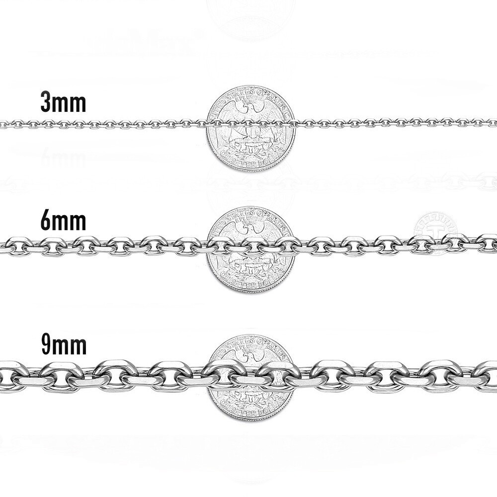 Mens Womens Chain Silver Stainless Steel Anchor Link Necklace 18-24 inches