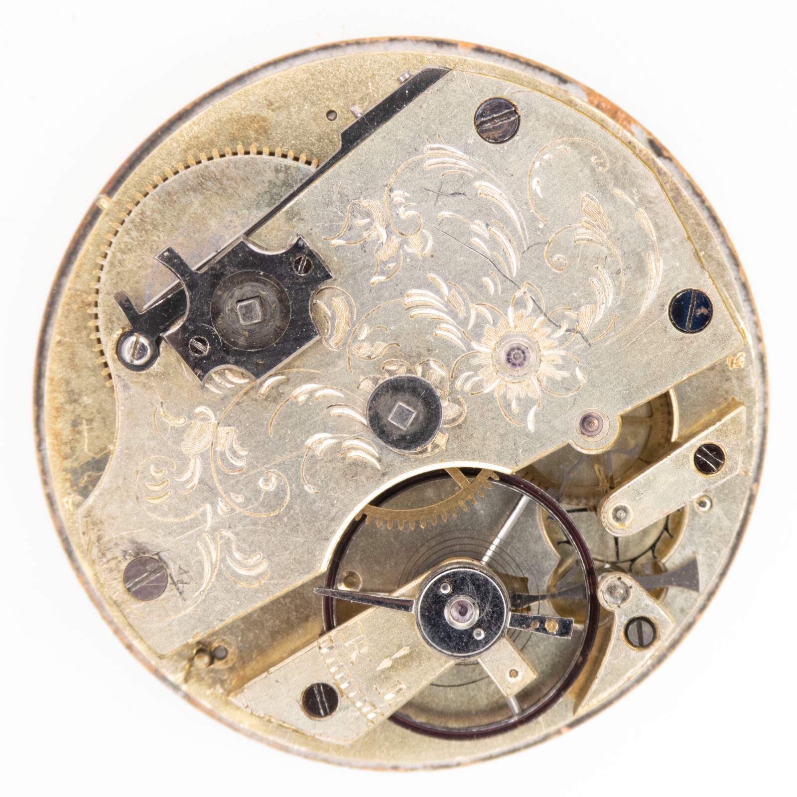 Unsigned Swiss 42.9 x 10.8 mm Key Wind Antique Pocket Watch Movement