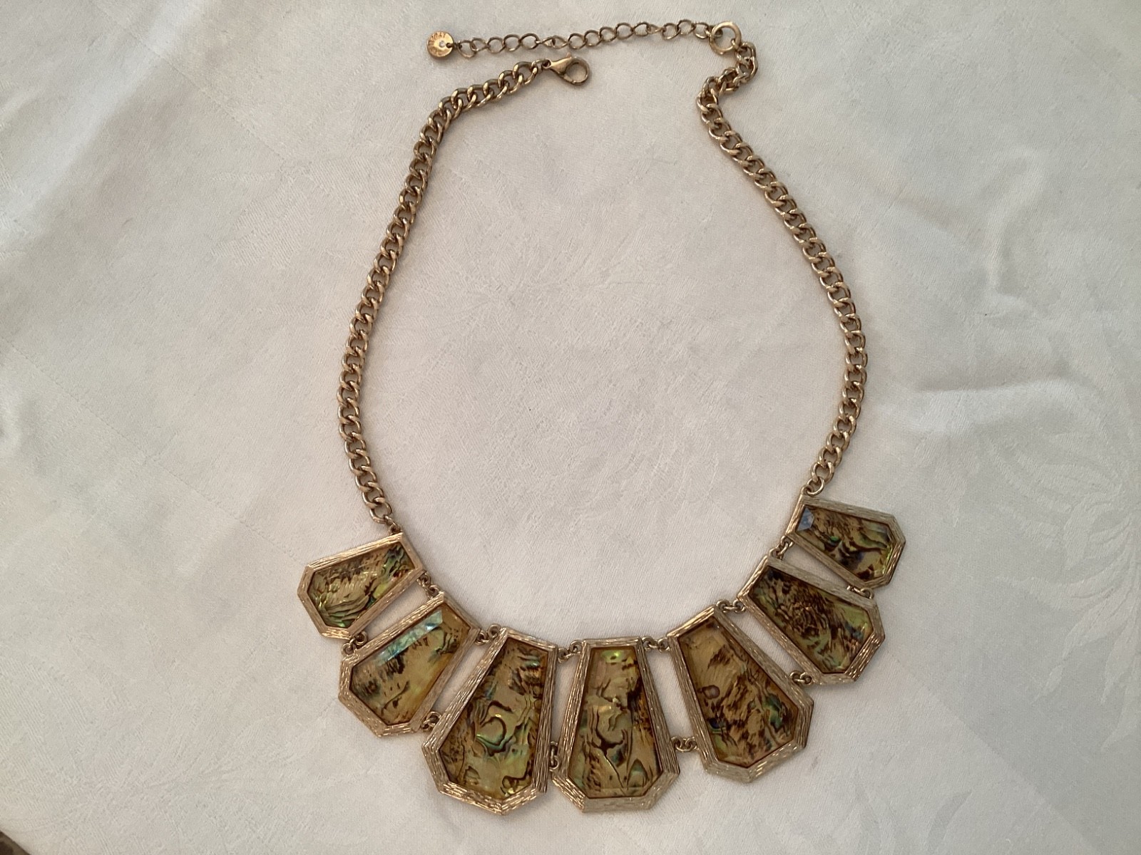 Lydell NYC Necklace Marbled Abalone Type “Stones” Statement Piece-Adjustable
