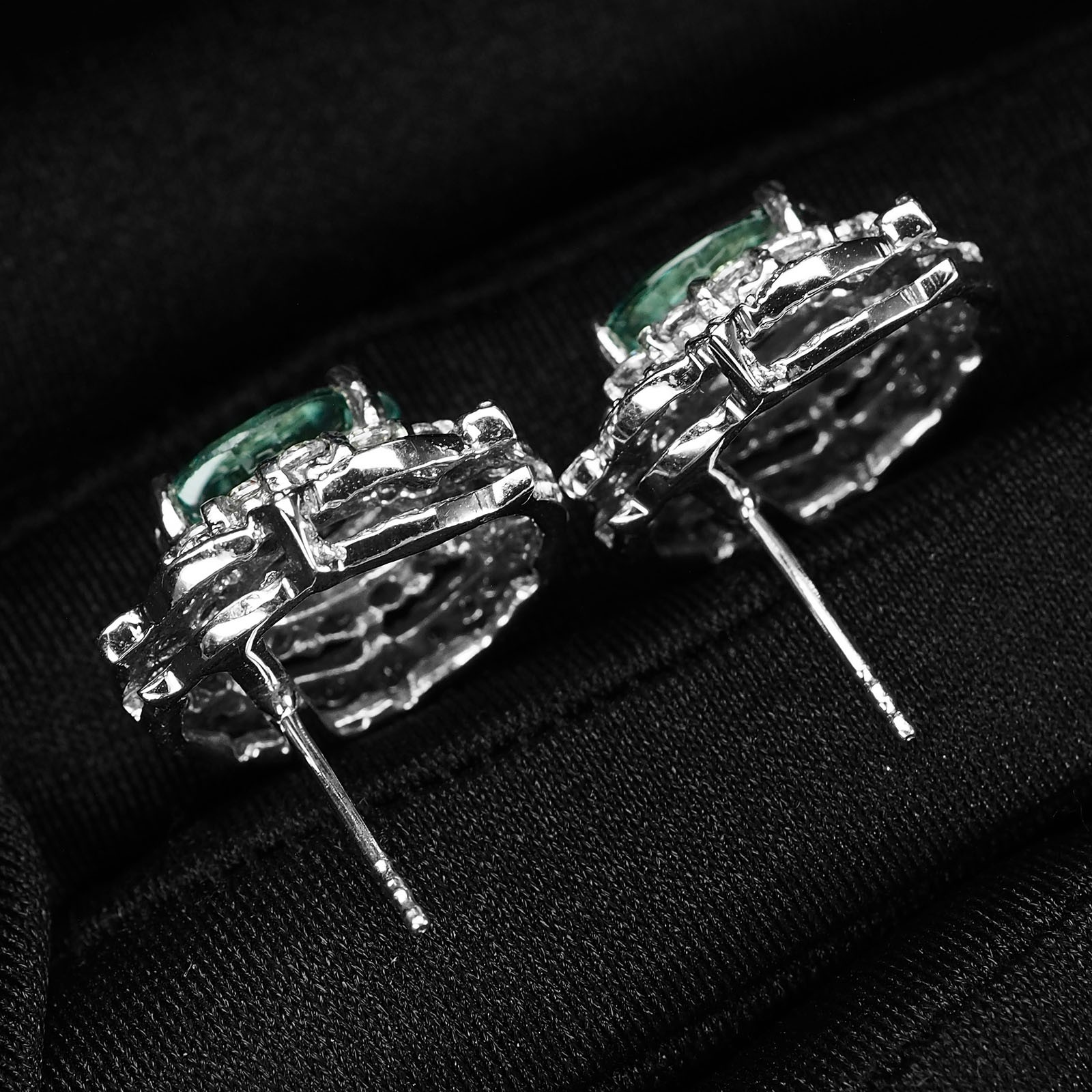 925 Sterling Silver White Gold Earrings Mint Green Paraiba Tourmaline 6.20Ct