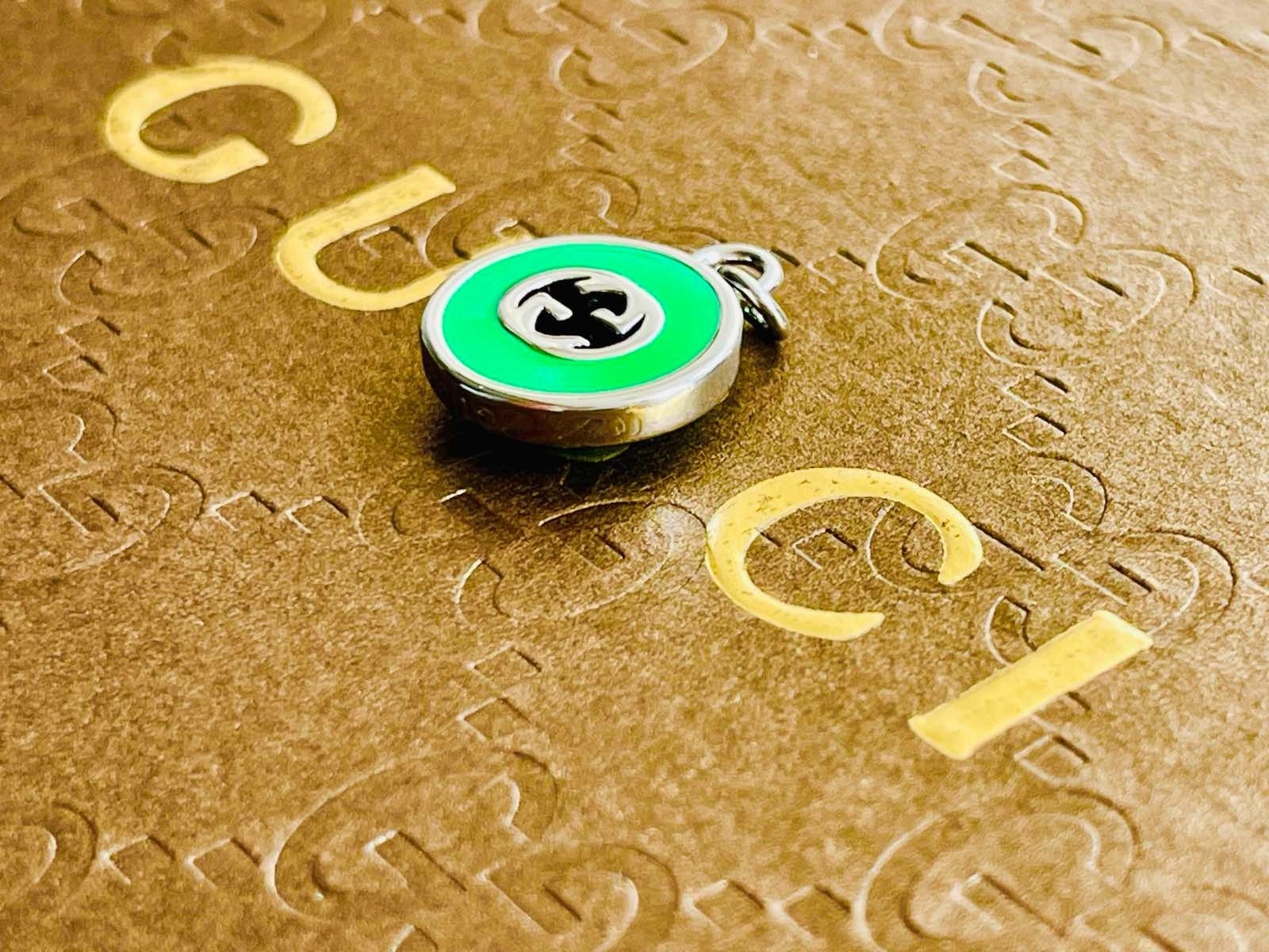 Gucci Pendant Zipper Pull silver/ green 0.8 inch stamped
