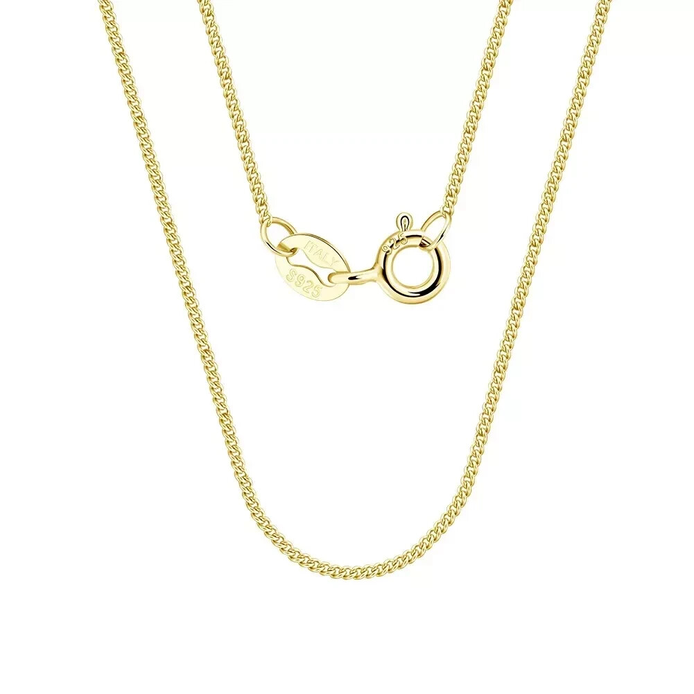 9CT YELLOW GOLD & SILVER CURB CHAIN / NECKLACE – 16″ 18″ 20″ 22″ 24″