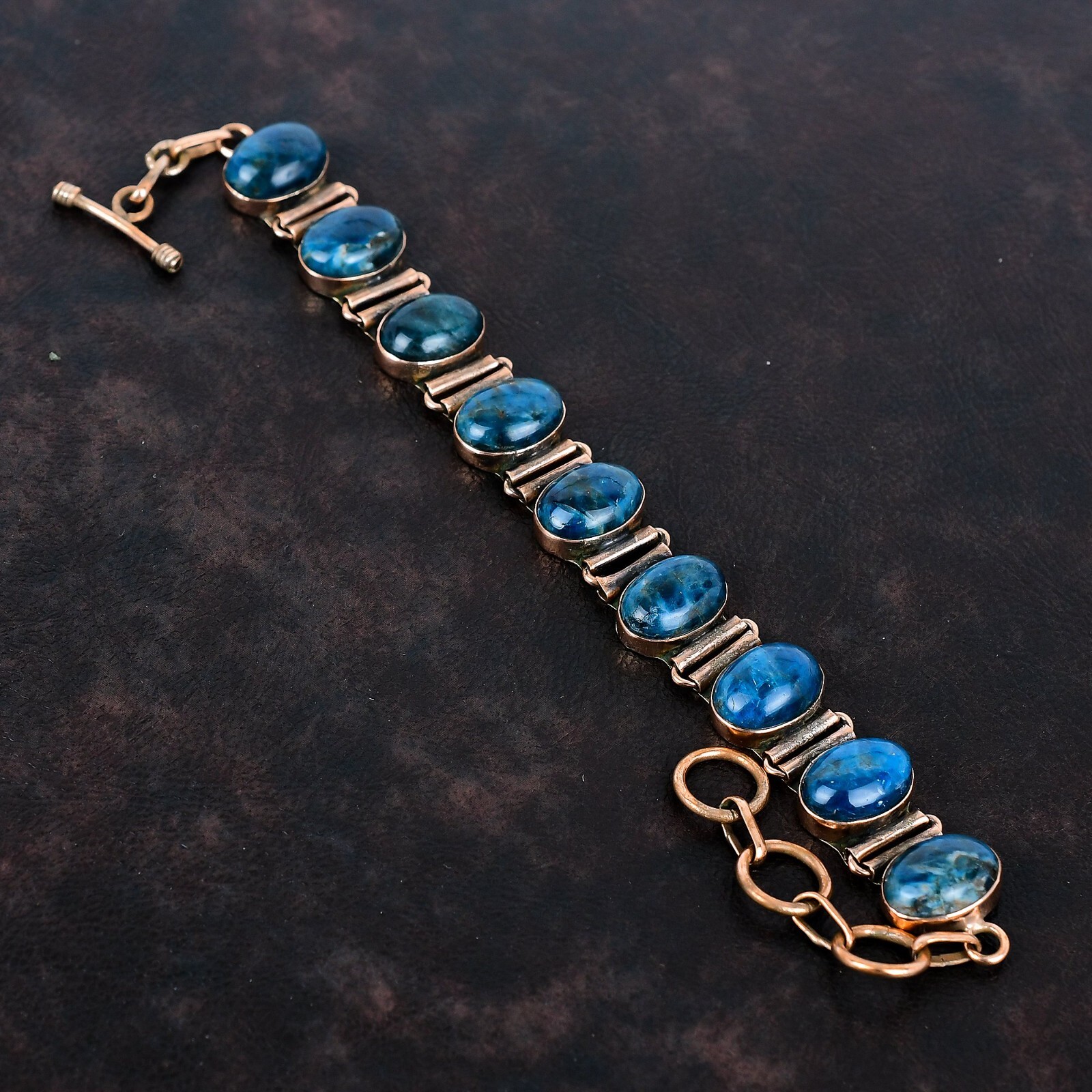 Easter Sale Neon Apatite Gemstone Copper Wedding Chain Trendy Bracelet Jewelry