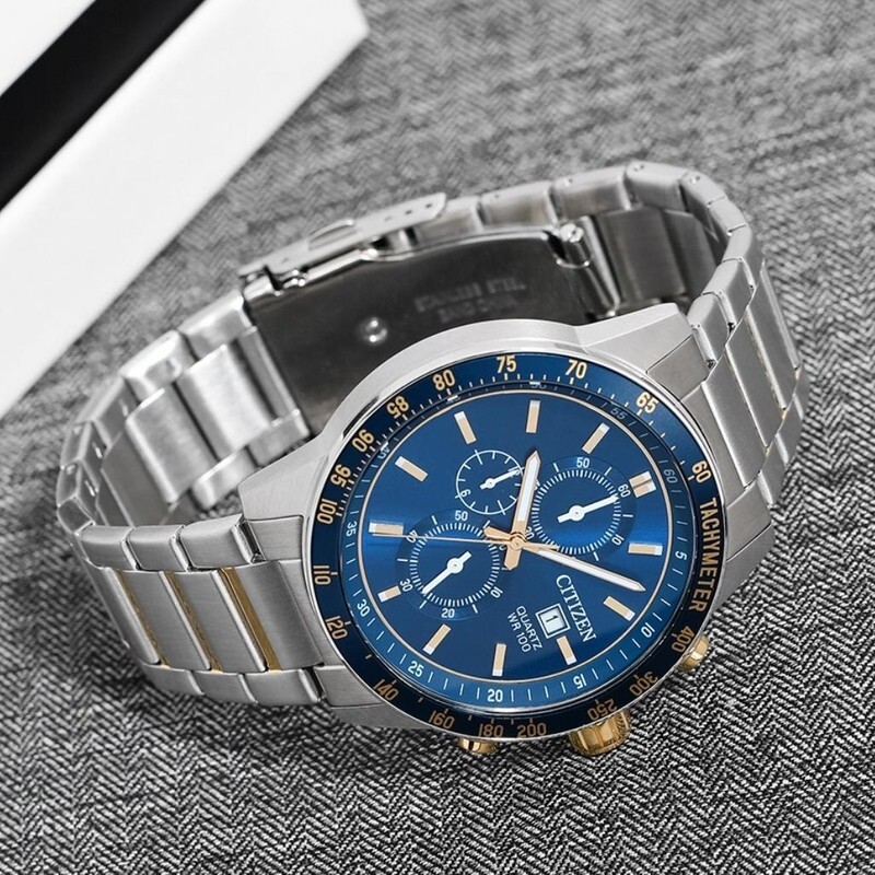 Citizen AN3684-59L Blue Analog Gold Tone Chronograph Quartz Men’s Casual Watch