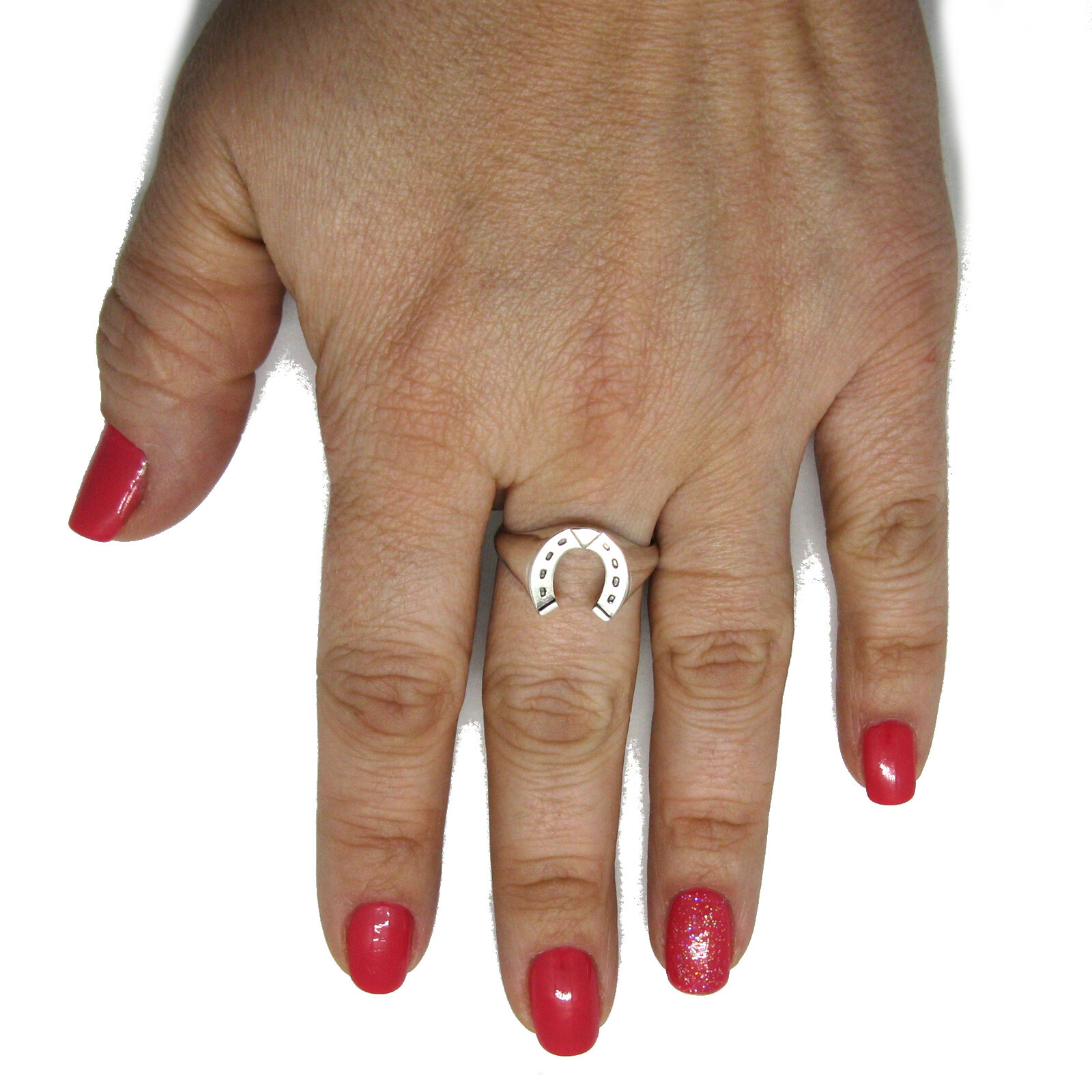Stylish Sterling Silver Ring Stamped Solid 925 Horseshoe Handmade