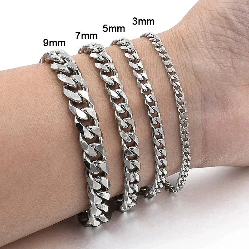 Classic Stainless Steel Punk Cuban Chain Wrap Bracelet 3/5/7/9MM