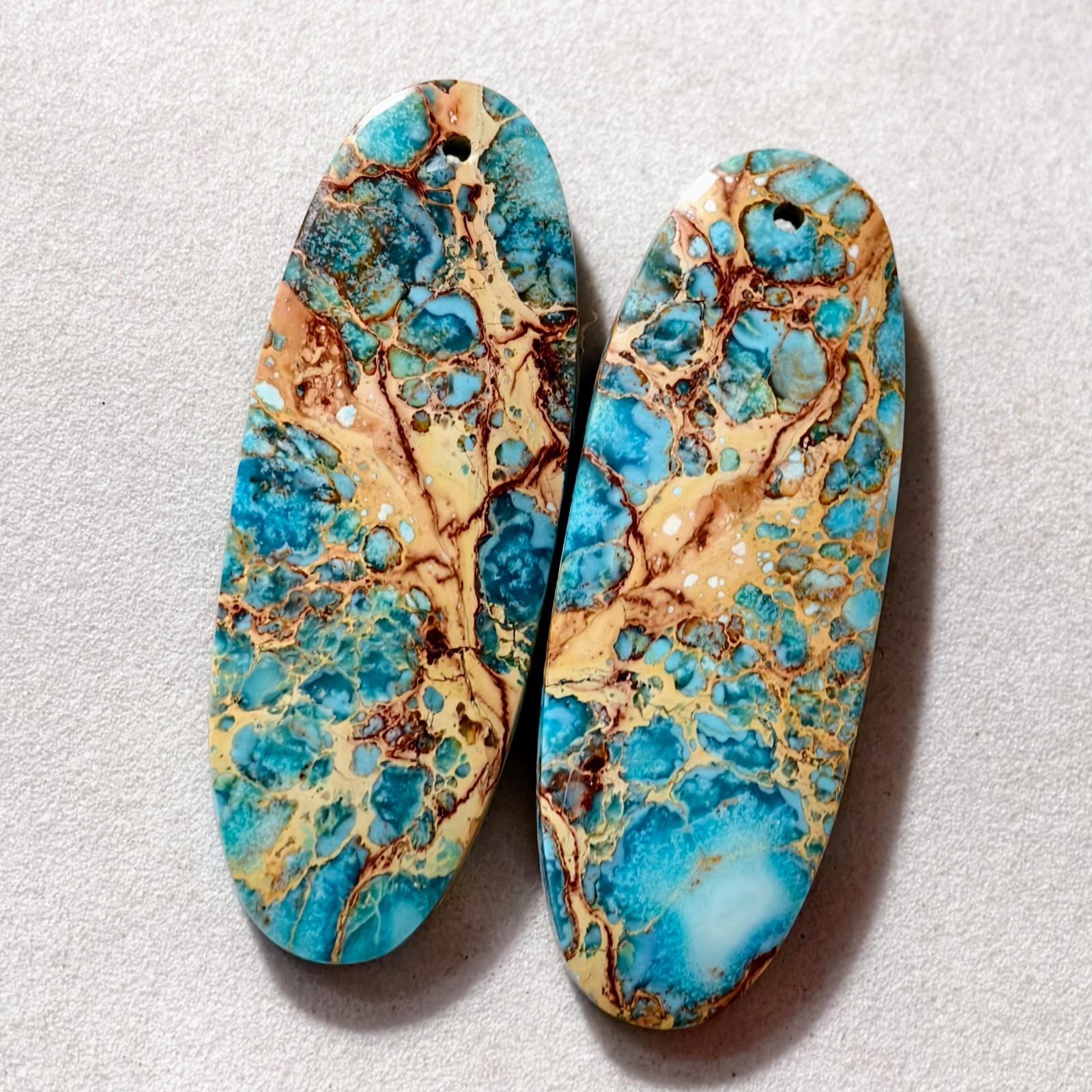 41 Cts Sea Sediment Jasper Drilled Match Pair Cabochon Gemstone 41.2 X 15.1 MM