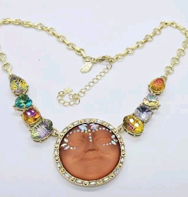 Kirks Folly Necklace Cosmic Bliss Empress Seaview Moon Gold tone Runway