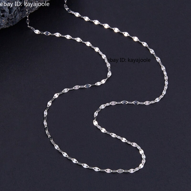 PT950 Pure Platinum 950 Kiss Lip Chain Women Link Necklace 17.9inch 2.28-2.4g