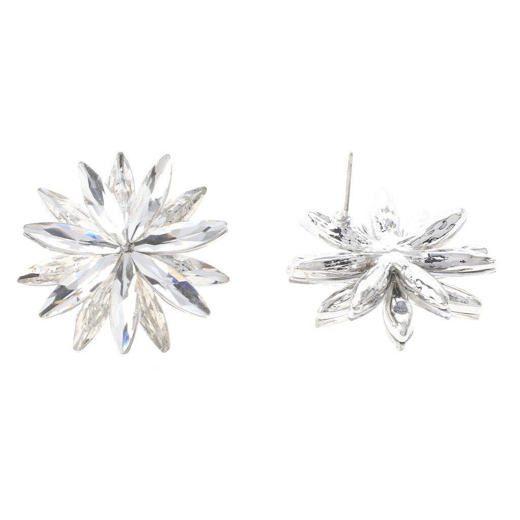 Silver Tone Metal Austrian Crystal Post Earring ER1552-SCL