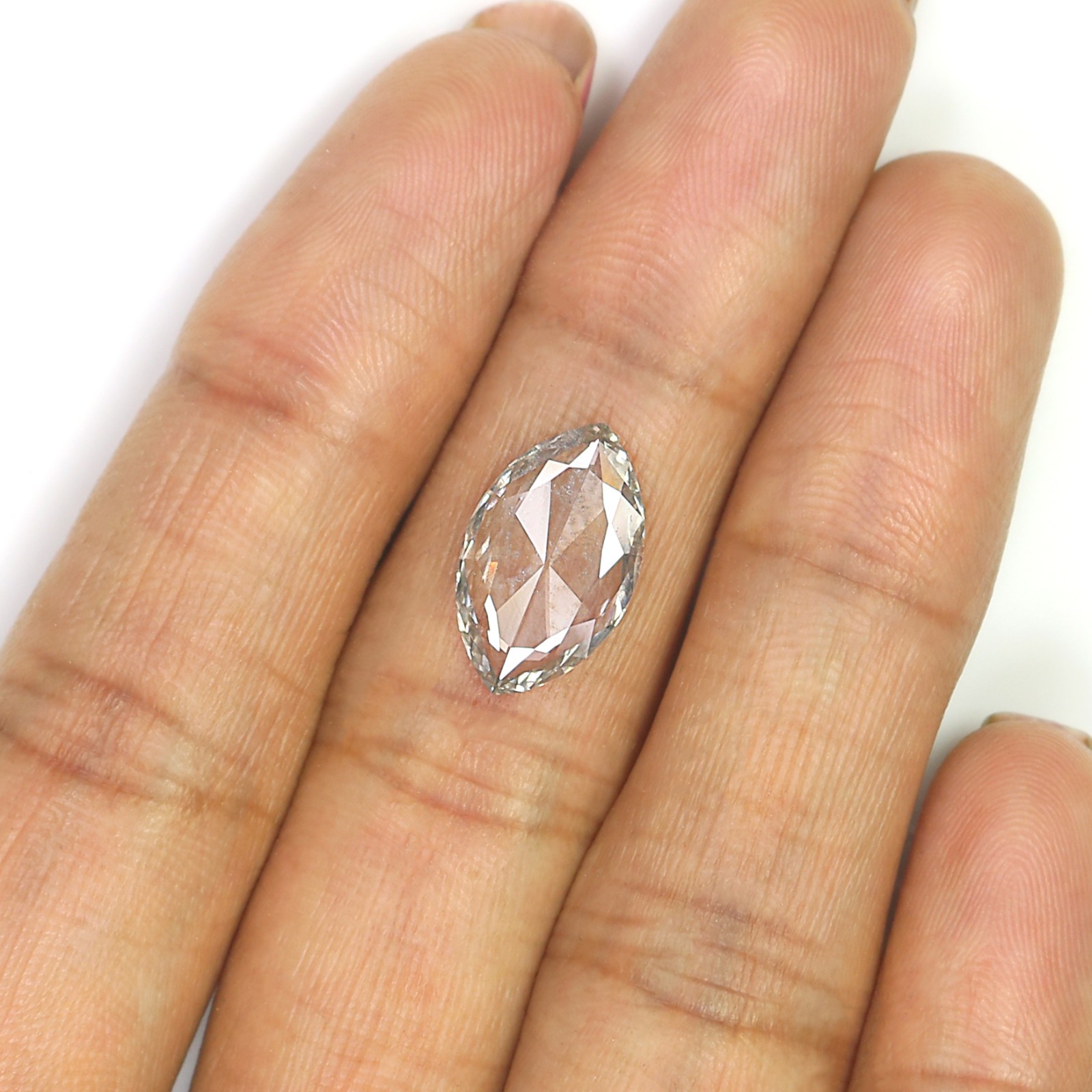 1.87 CT Marquise Rose Cut Salt And Pepper Lab Grown 14.60 MM CVD Diamond L3569