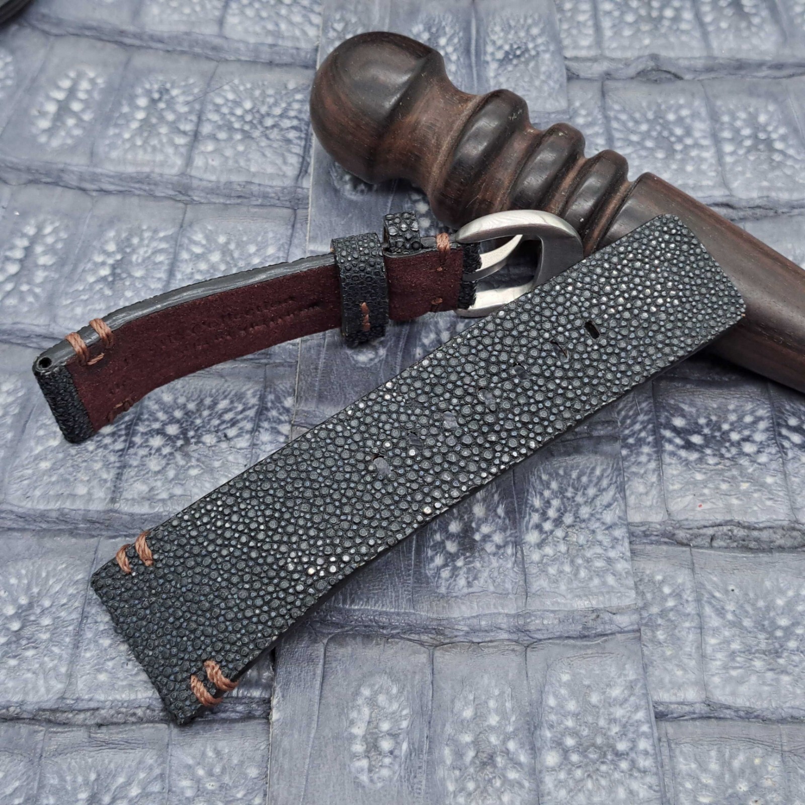 28mm/24mm Stingray Leather Watch Band Bespoke Exotic Leather Minimalist Design