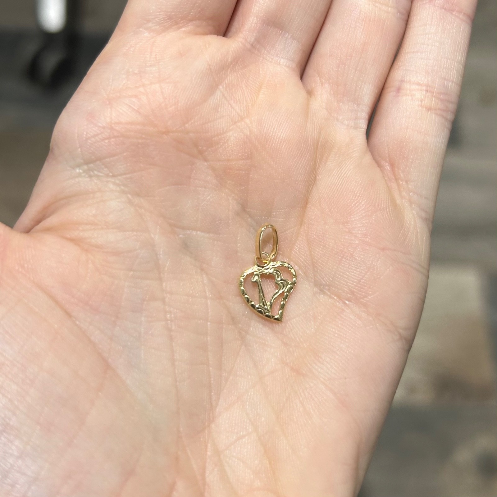 Solid 18k Gold Lucky 13 Thirteen Heart Charm Pendant Italy 750 New