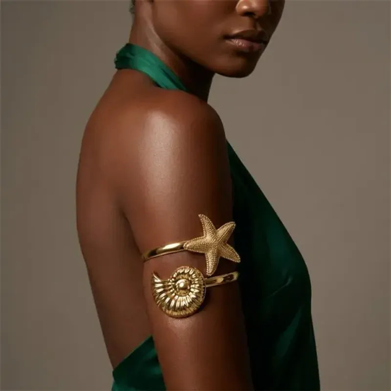 Sea Star Starfish Shell Upper Arm Bracelet for Women Beach Vacation Jewelry