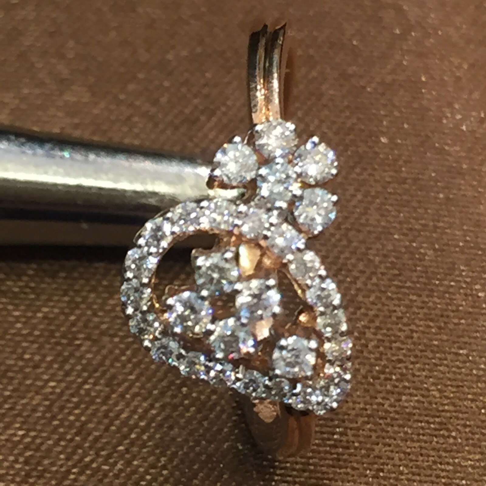 750 Stamped 18K Rose Gold 0.38 Cts Round Brilliant Cut Diamonds Anniversary Ring
