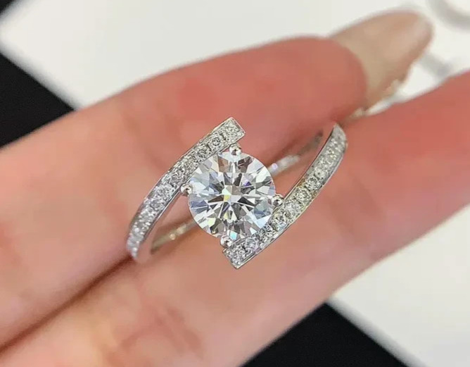 1.70 CT Round-Cut EF/VS1 Lab Grown Diamond Bypass Engagement Ring 14K White Gold