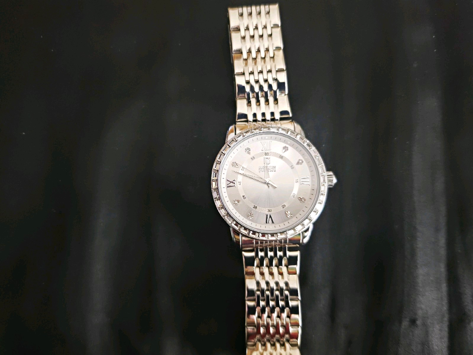 Montres Prestige MPW-0244 Men’s 38mm Silver Dial Roman Gem-Set Bezel Watch