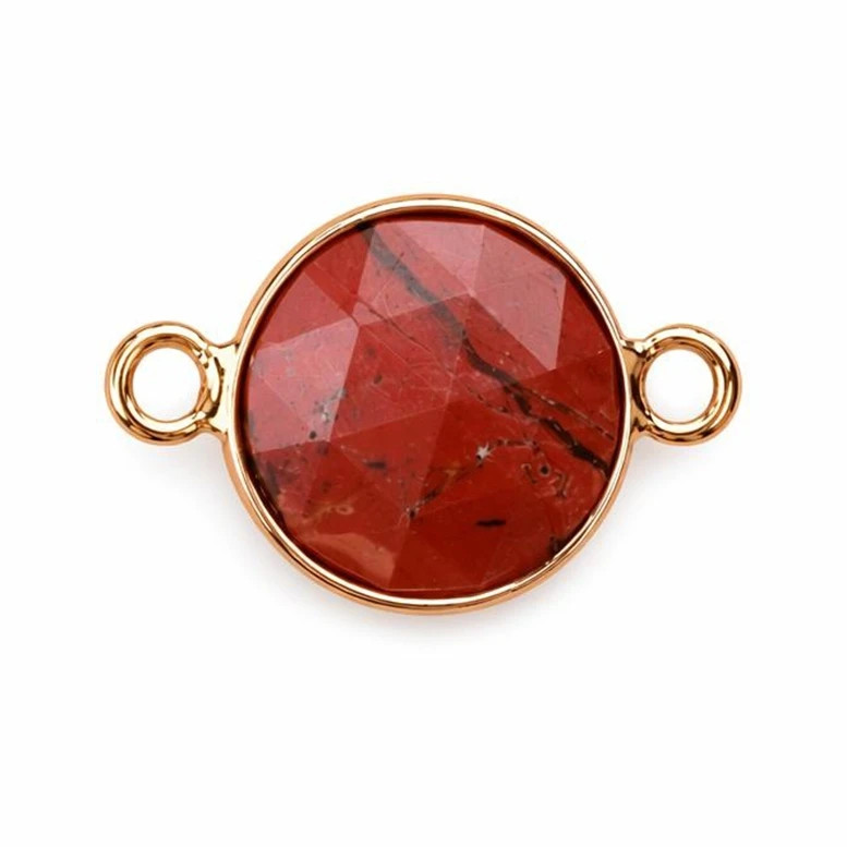 12PC Wholesale 11mm Round Natural Gemstone Connector Gold Charms for DIY Jewelry