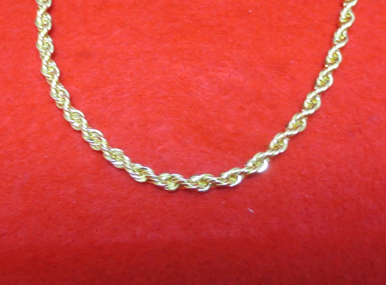 LOT OF 5 pcs, 16 INCH 14KT GOLD PLATED 3MM ROPE FRENCH STYLE CHAIN NECKLACE