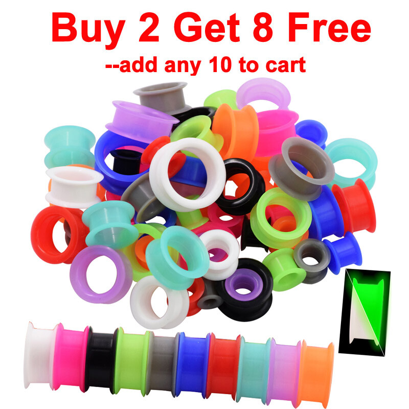 2Piece Thick Silicone Ear Gauge Plugs Flesh Tunnel Ear Stretchers Expander 2g-1″