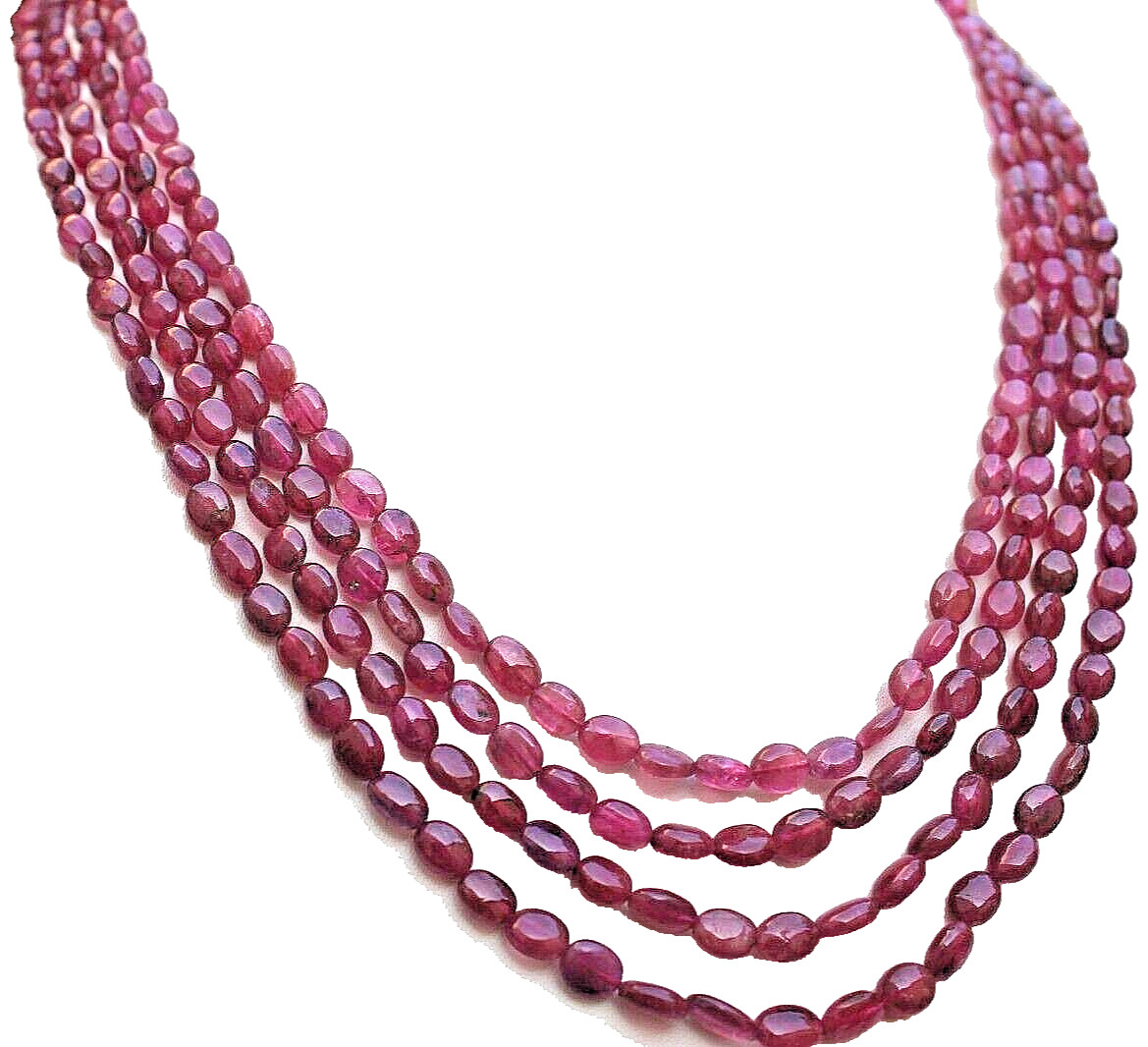188 Cts. Natural Pink Tourmaline Fine Smooth Beads Necklace Size=16″ Approx.