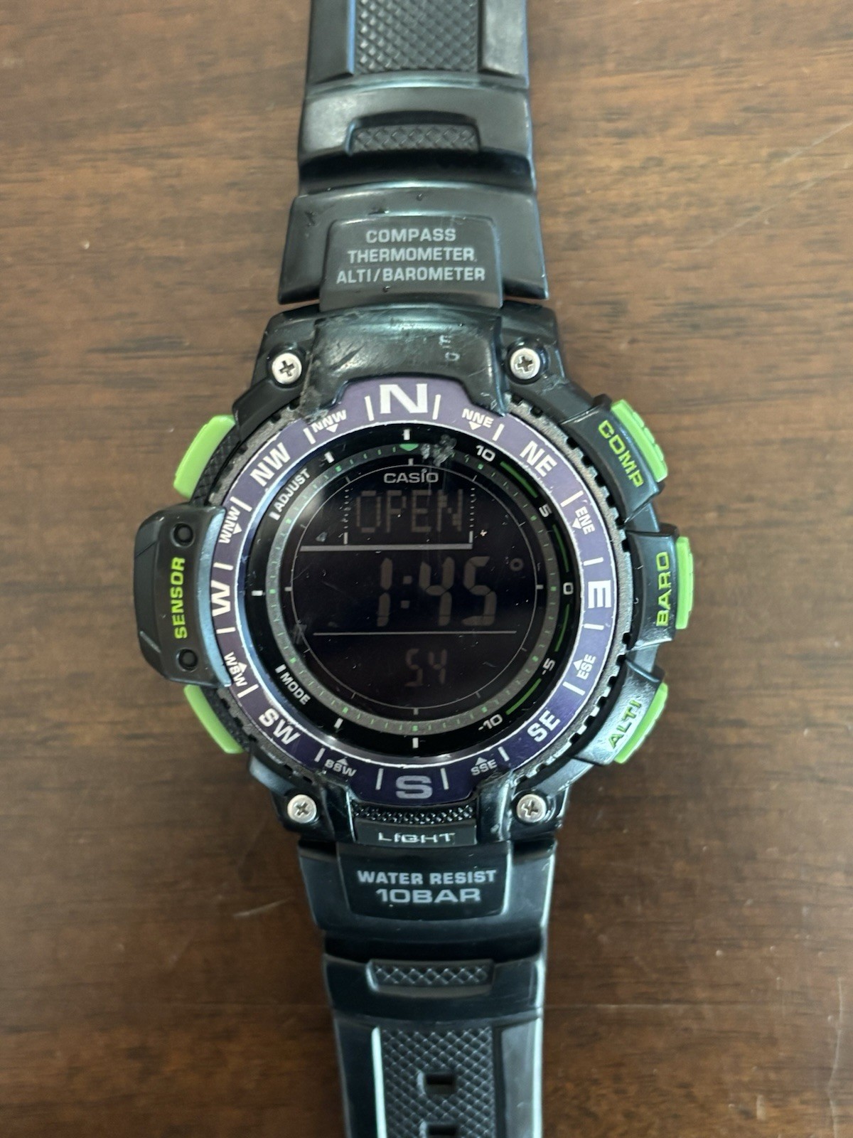 Casio Outgear SGW-1000, SuperIlluminator Sunrise/Sunset, World Time, New Battery