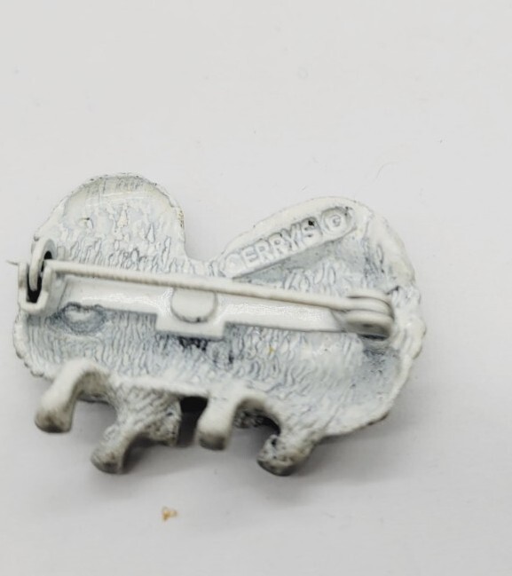 Shih Tzu Dog Brooch Pin Rhinestone GREEN Eyes signed Gerry’s Vintage