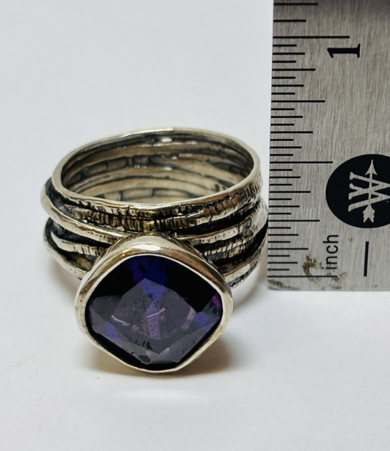 Silpada Sterling 925 Silver Gladiator Glam Purple CZ Ring R2757 Sz 8