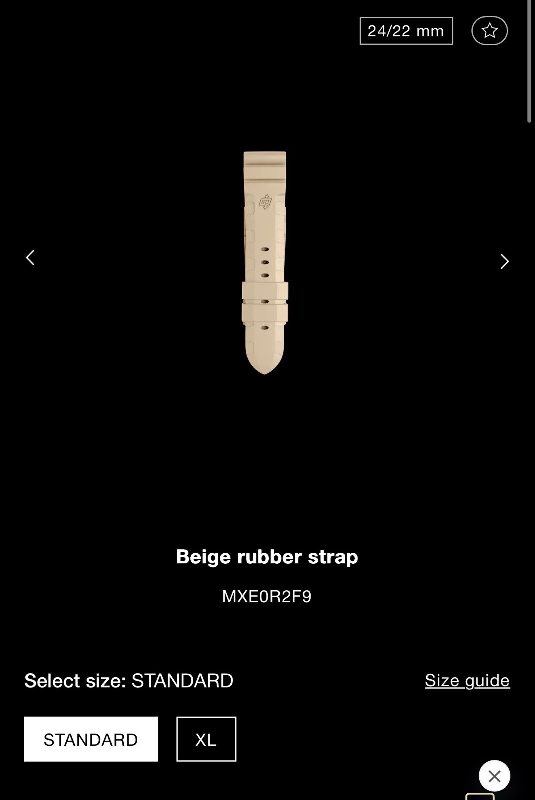 Panerai 24mm Beige Rubber Two-Piece Wristwatch Band Strap MXE0R2F9