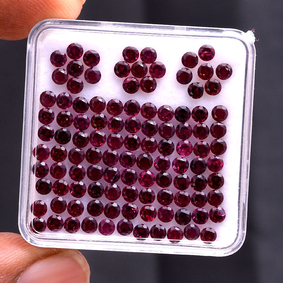 109 Pcs Natural Rhodolite Garnet Loose Round Cut Untreated Gemstones Lot~2.70MM