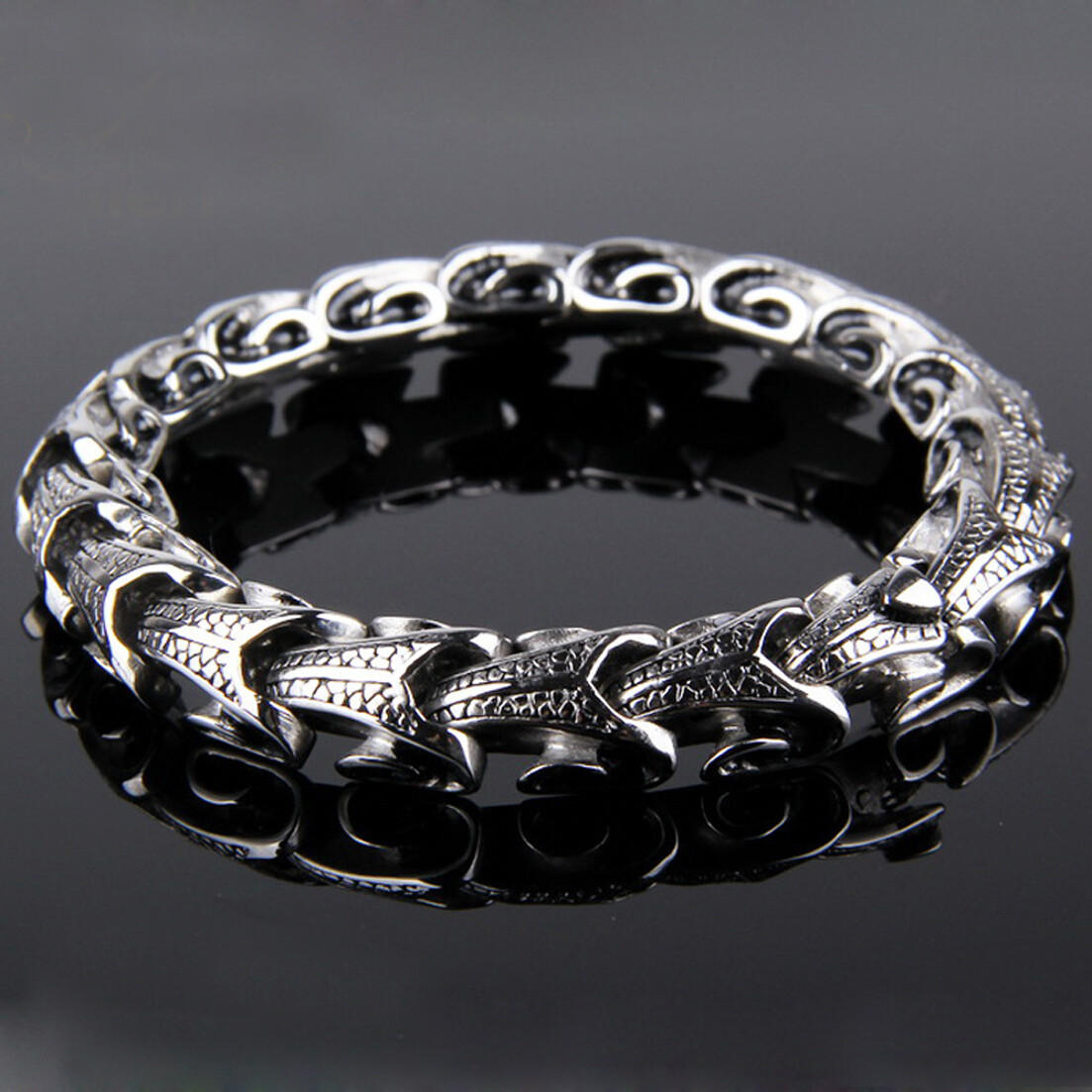 7.48″ 8.26″ 9″ Fashion Silver 316L Stainless Steel Men’s Chain Bracelet Bangle