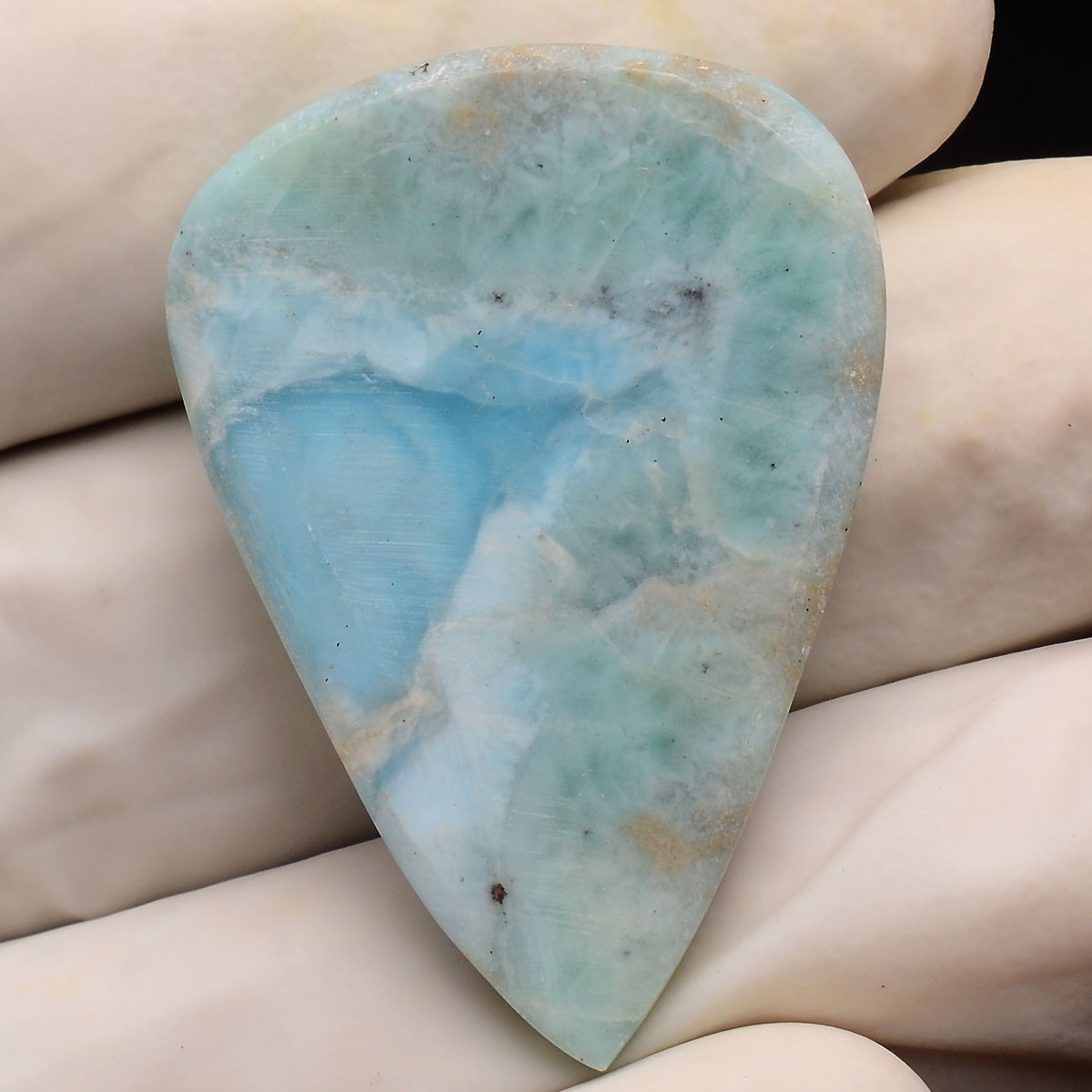 50.00 Cts Natural Larimar Huge Pear Cabochon Untreated 36mmx25mm Loose Gemstone