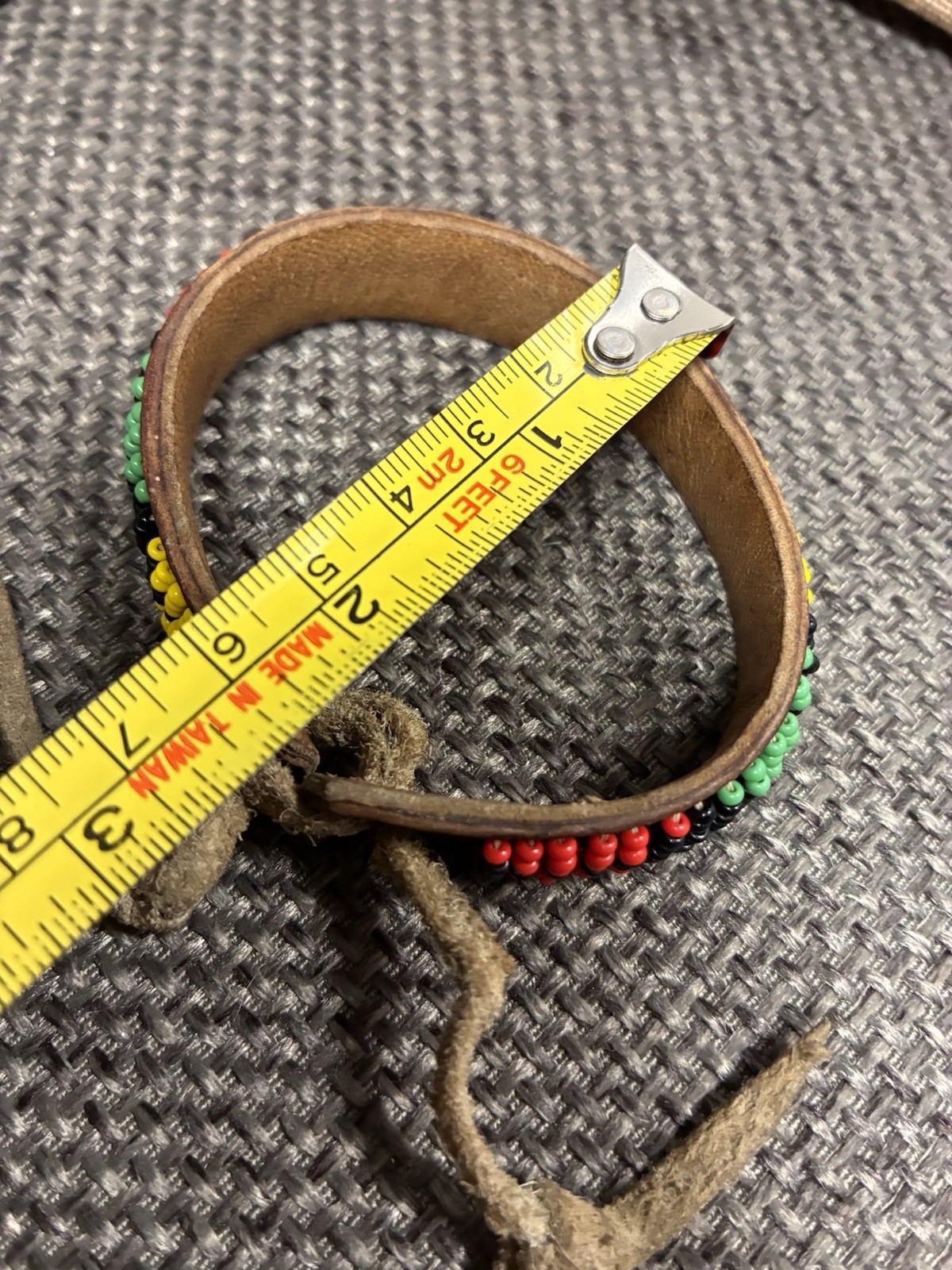 FABULOUS! COLORFUL WIDE BEADED KENYA AFRICAN CUFF BRACELET BLACK RED GREEN