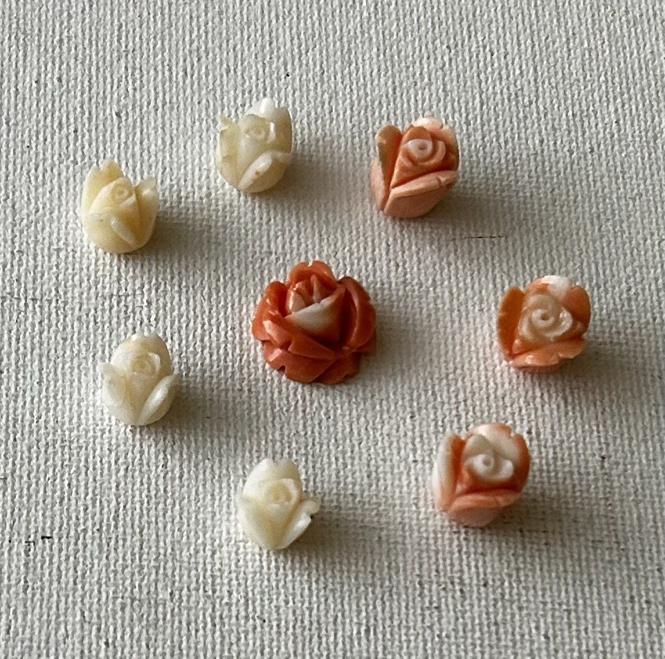 Vintage Natural Hand Carved Coral Rose Loose 43.5 TCW