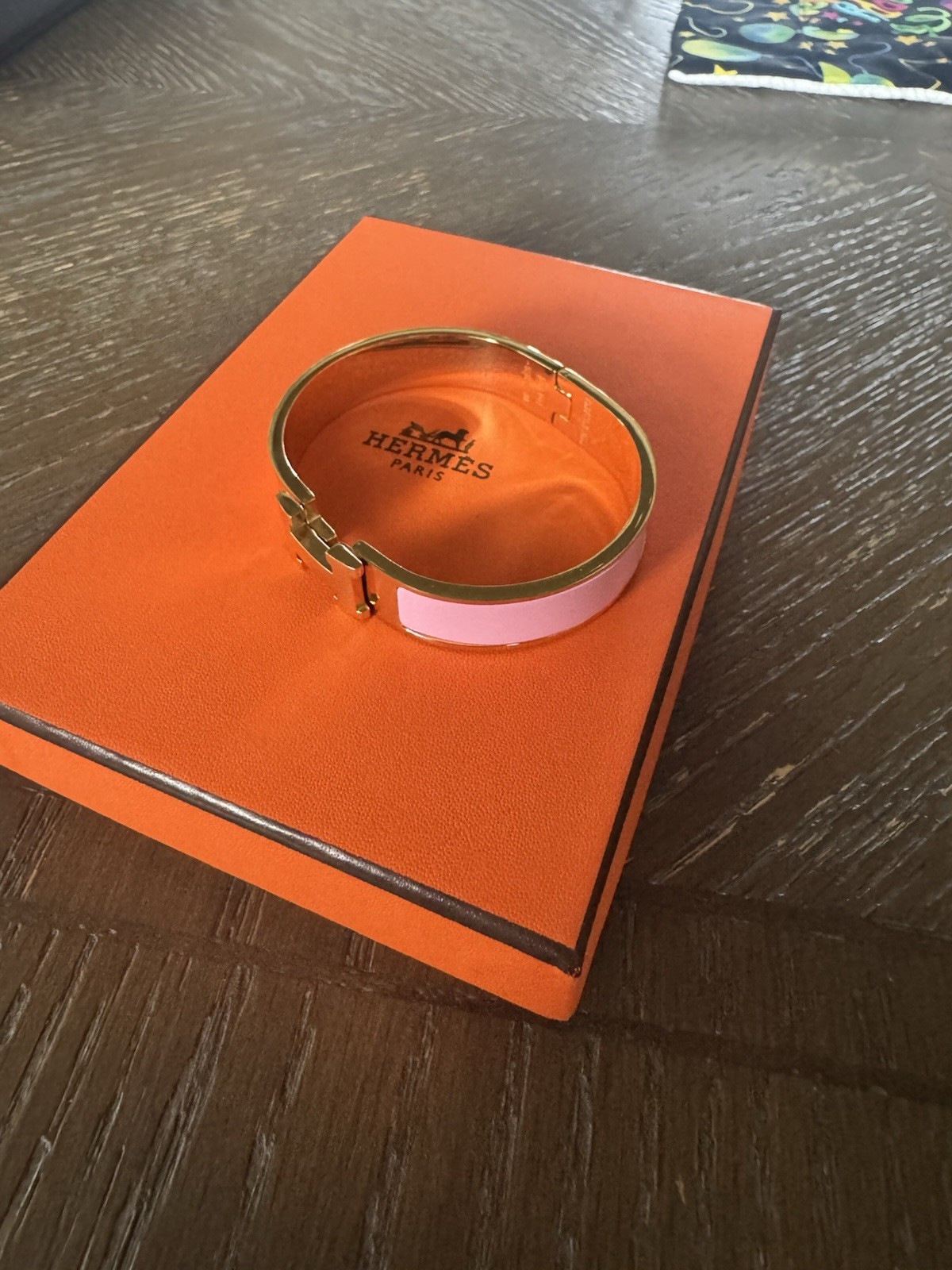 HERMÈS Clic Clac H Bracelet Pink Enamel Gold
