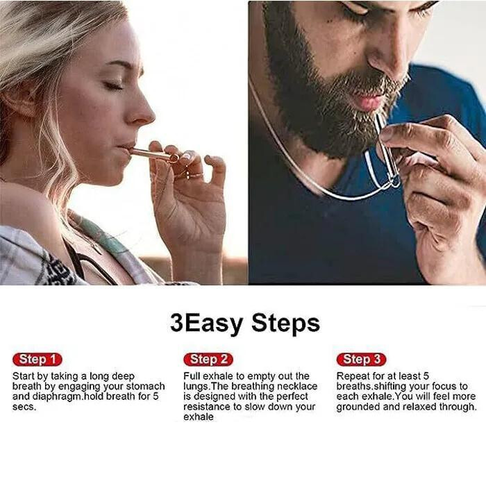 2PCS Breathing Necklace for Anxiety Relief, Mental Fatigue Relief, Quit Smoking