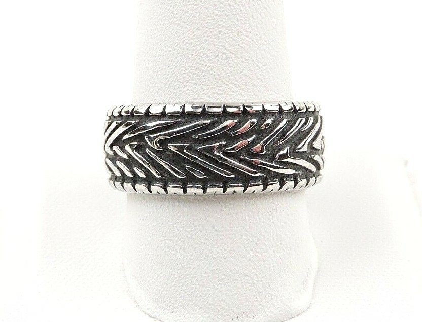 Stainless Steel 10 mm Textured Wide Band Ring – Free Gift Packaging