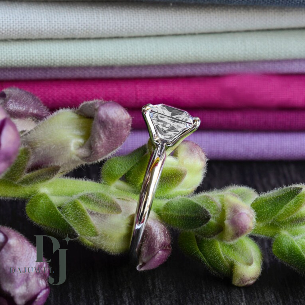 Moissanite Solitaire Engagement Ring Solid 14K White Gold 2 CT Princess Cut VVS1