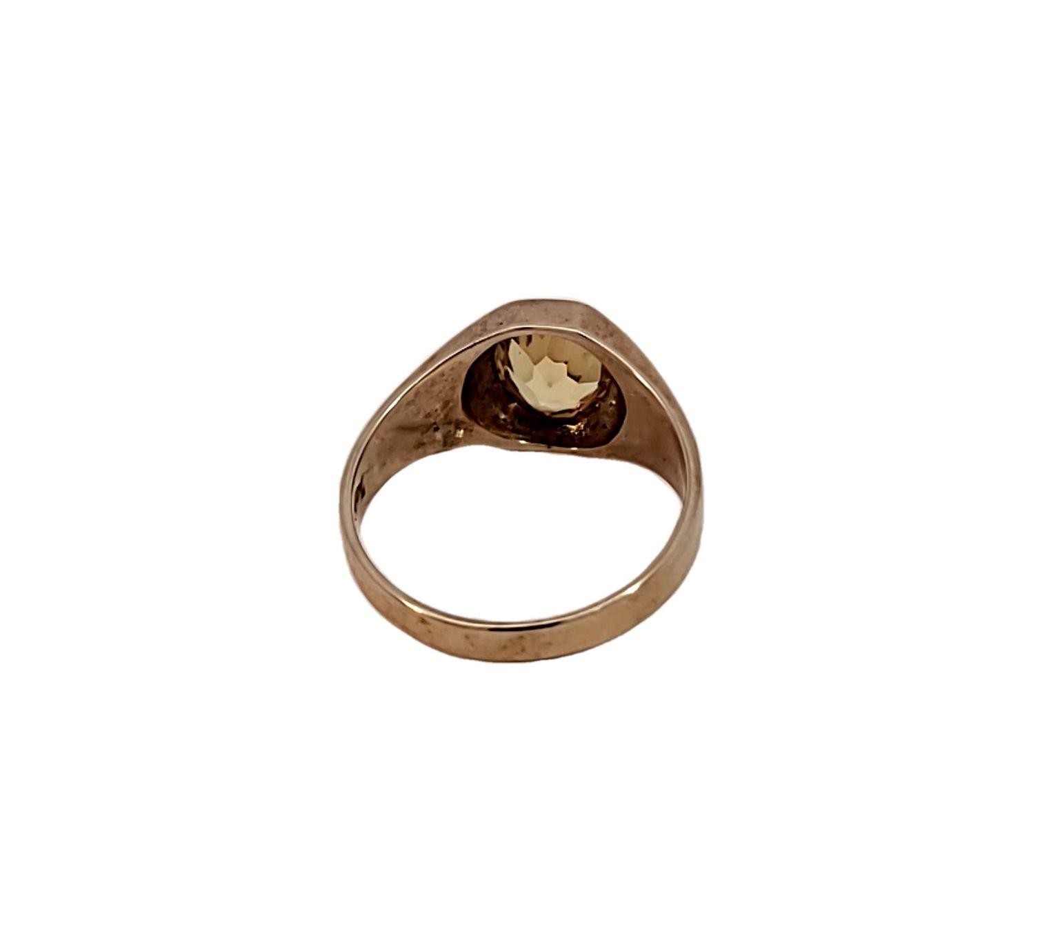 Gents 10K yellow gold gypsy set Citrine Ring size 10.5 R153