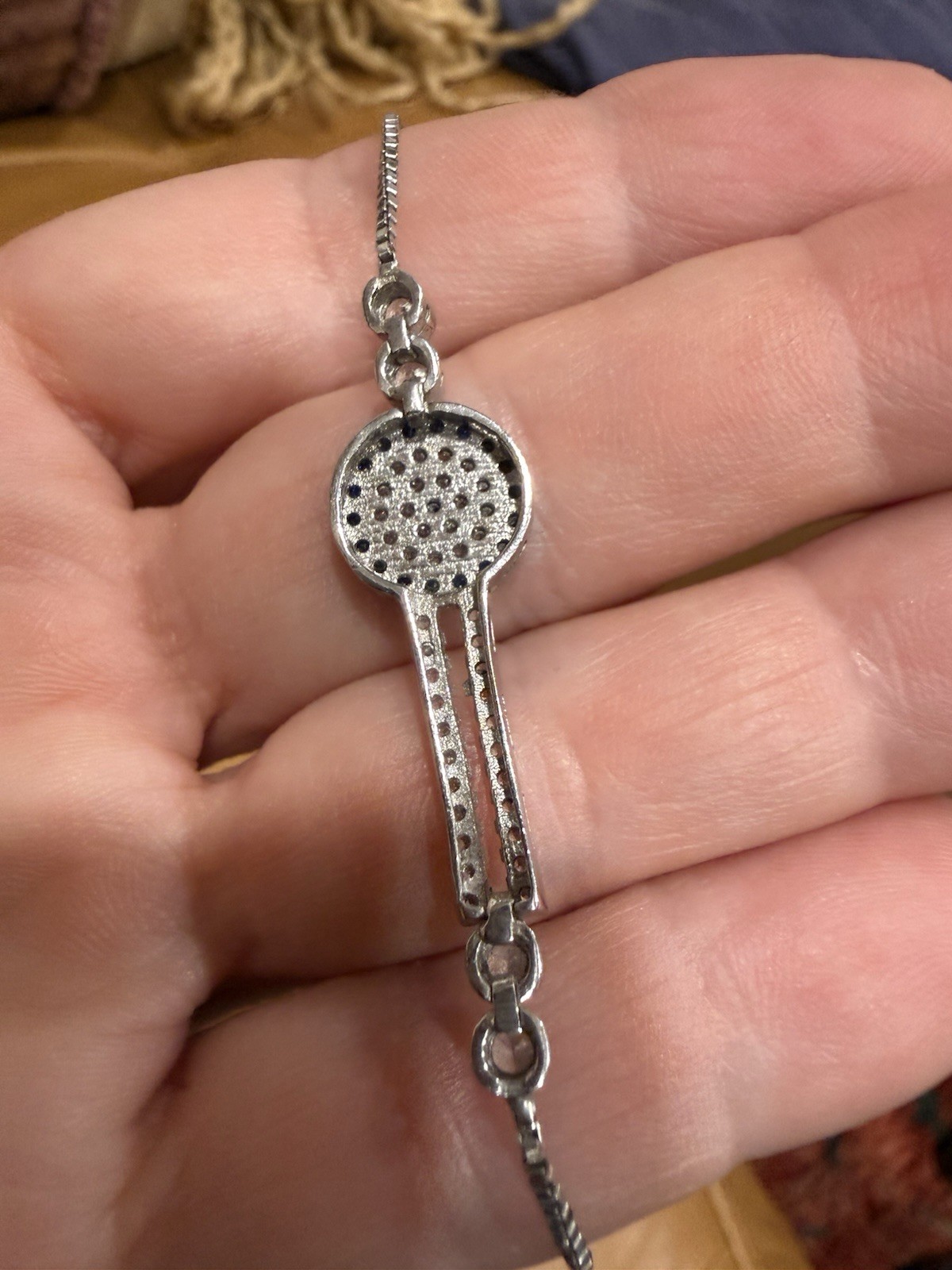 NWT Sterling Silver 925 Blue Evil Eye Adjustable Slider Bracelet CZ Gift New