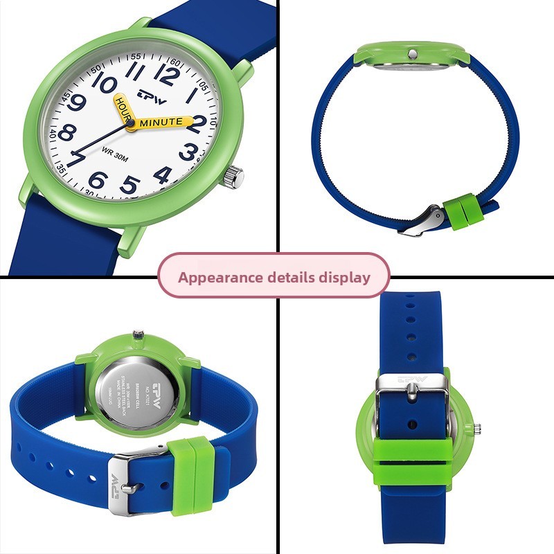 Kids Learning Time Analog Watch 30M Waterproof Quartz Wristwatch for Boys Girls