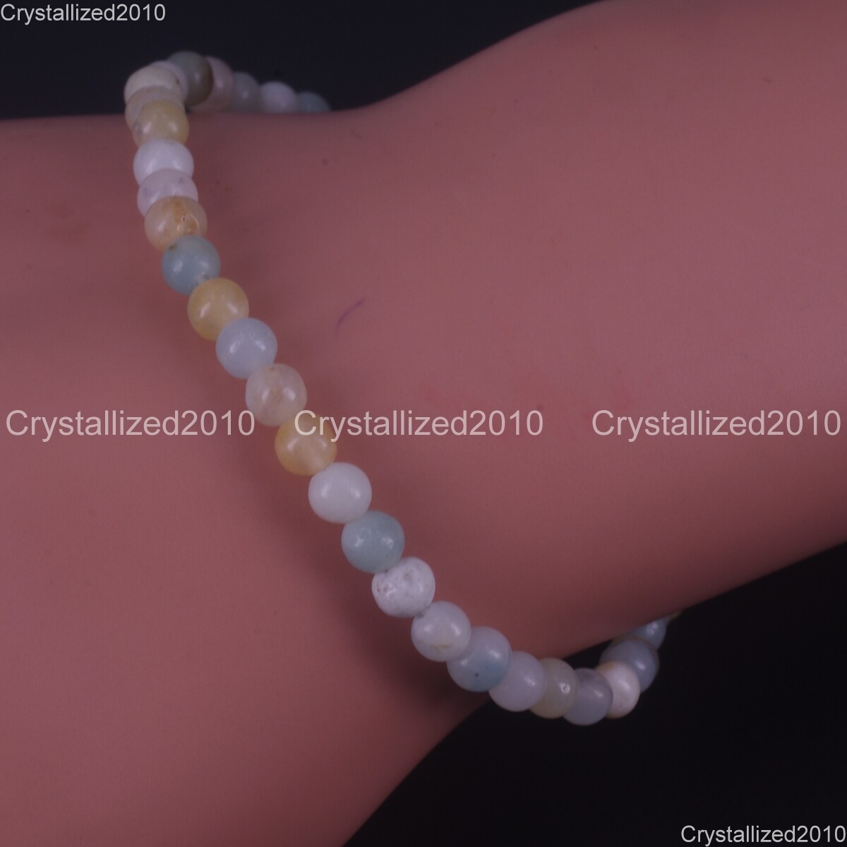 Handmade 4mm Mixed Natural Gemstone Round Beads Stretchy Bracelet Child Size 6″