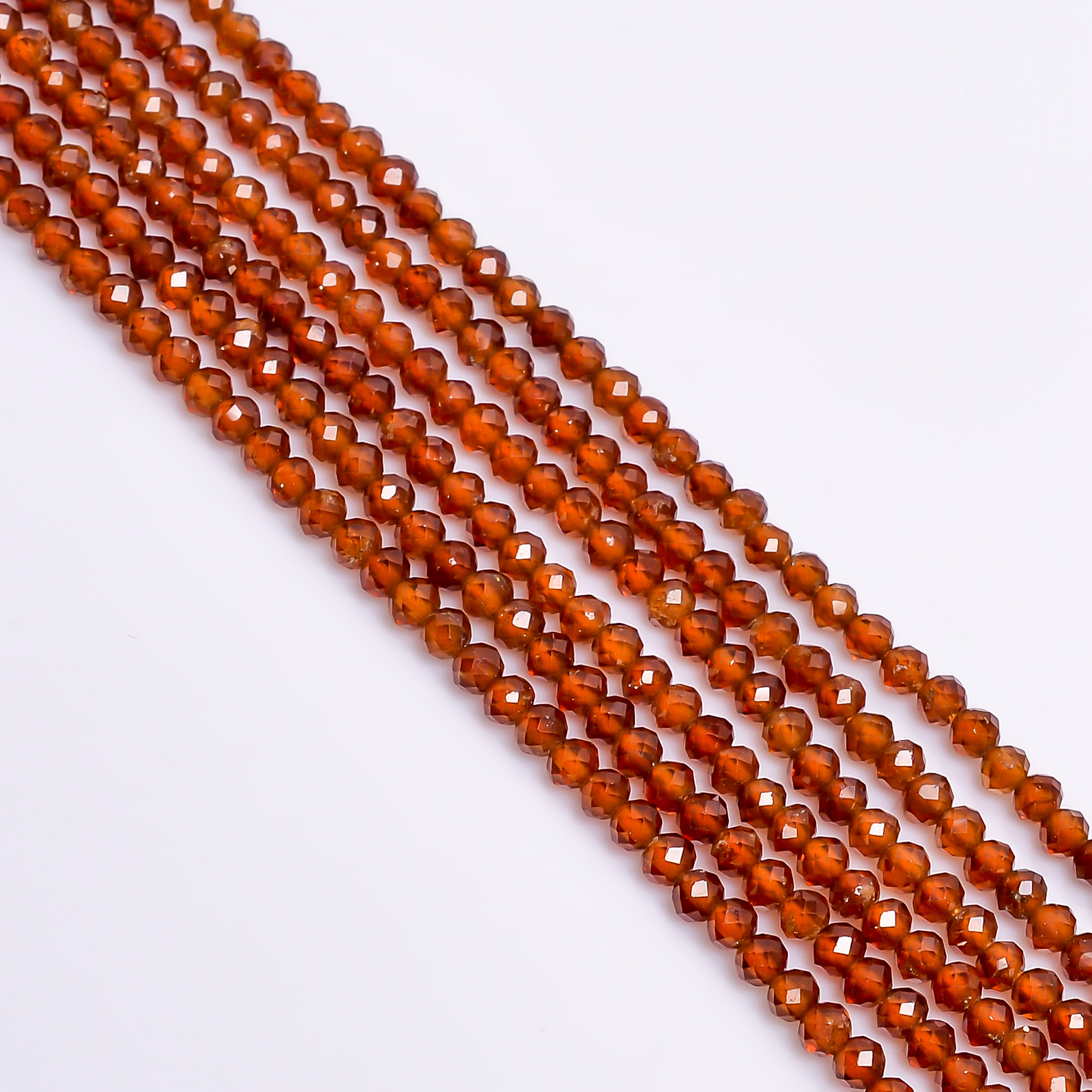 Natural Hessonite Garnet Gemstone Round Faceted Beads 3X3 mm Strand 13″ EB-230