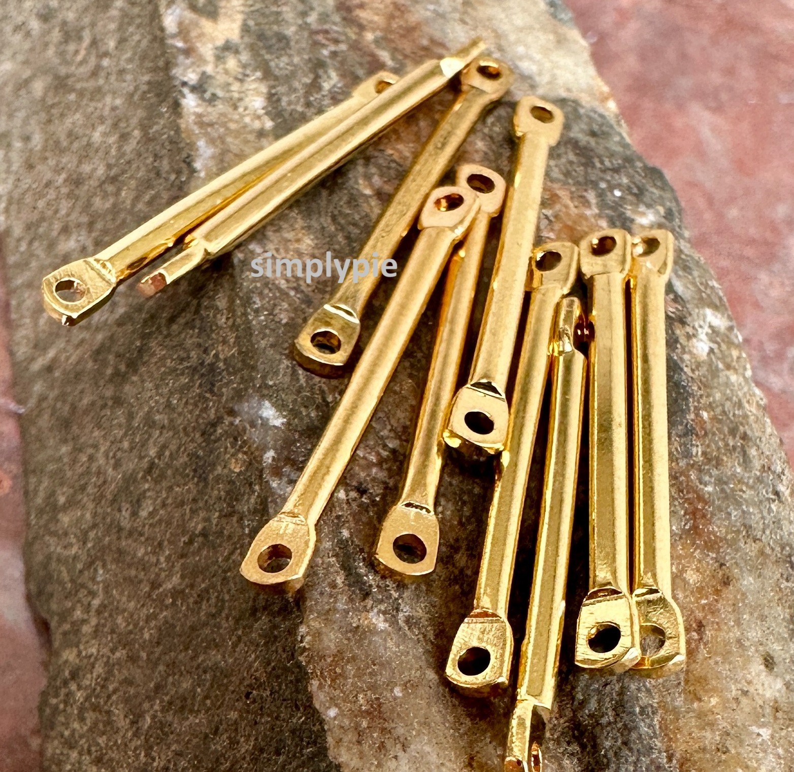 Long Gold Bar Links Set of 10 Size 22x2mm #GARDRW