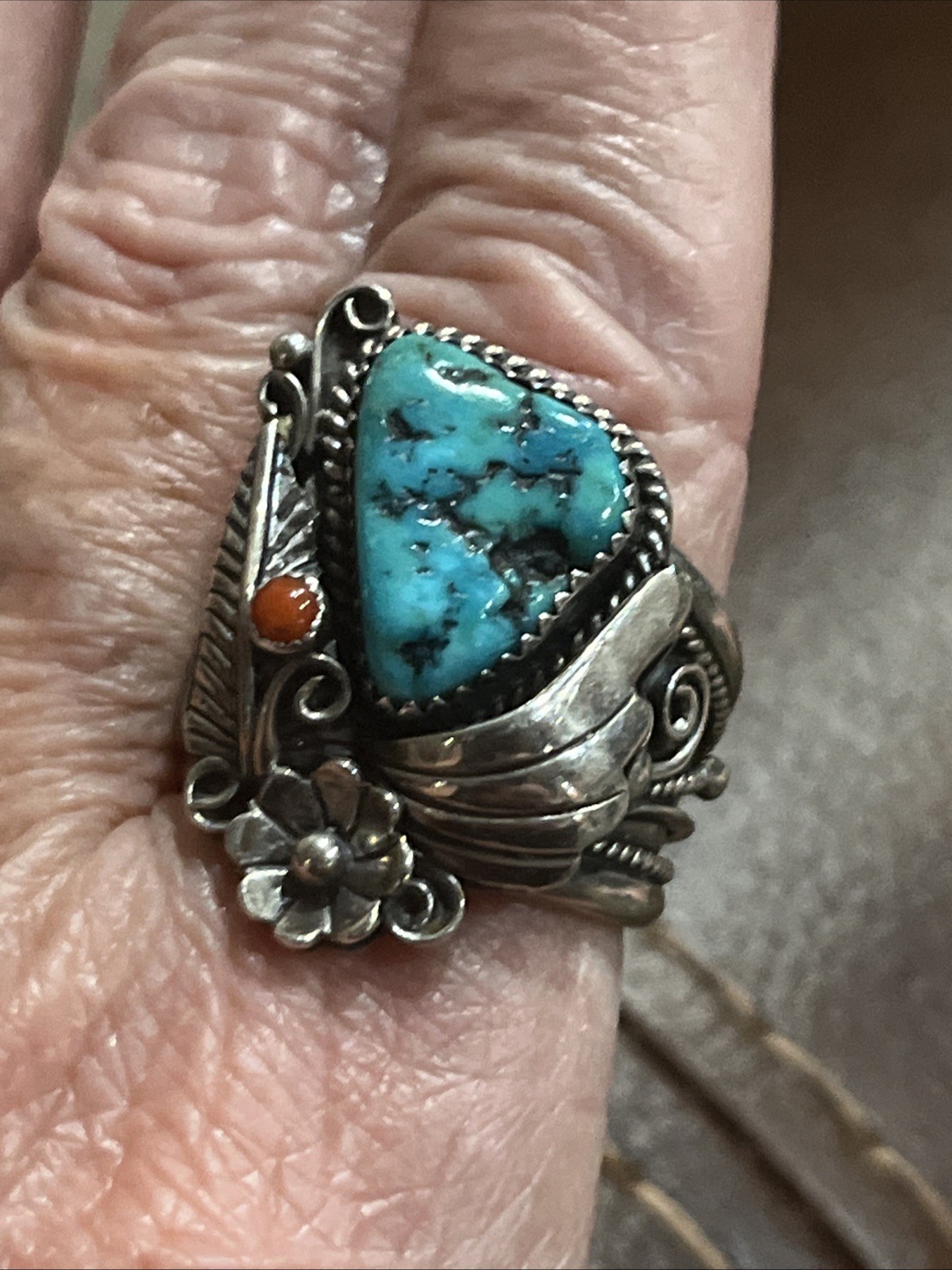 N A Huge Turquoise Ring Kee Begay Size 11 (19.5grams)