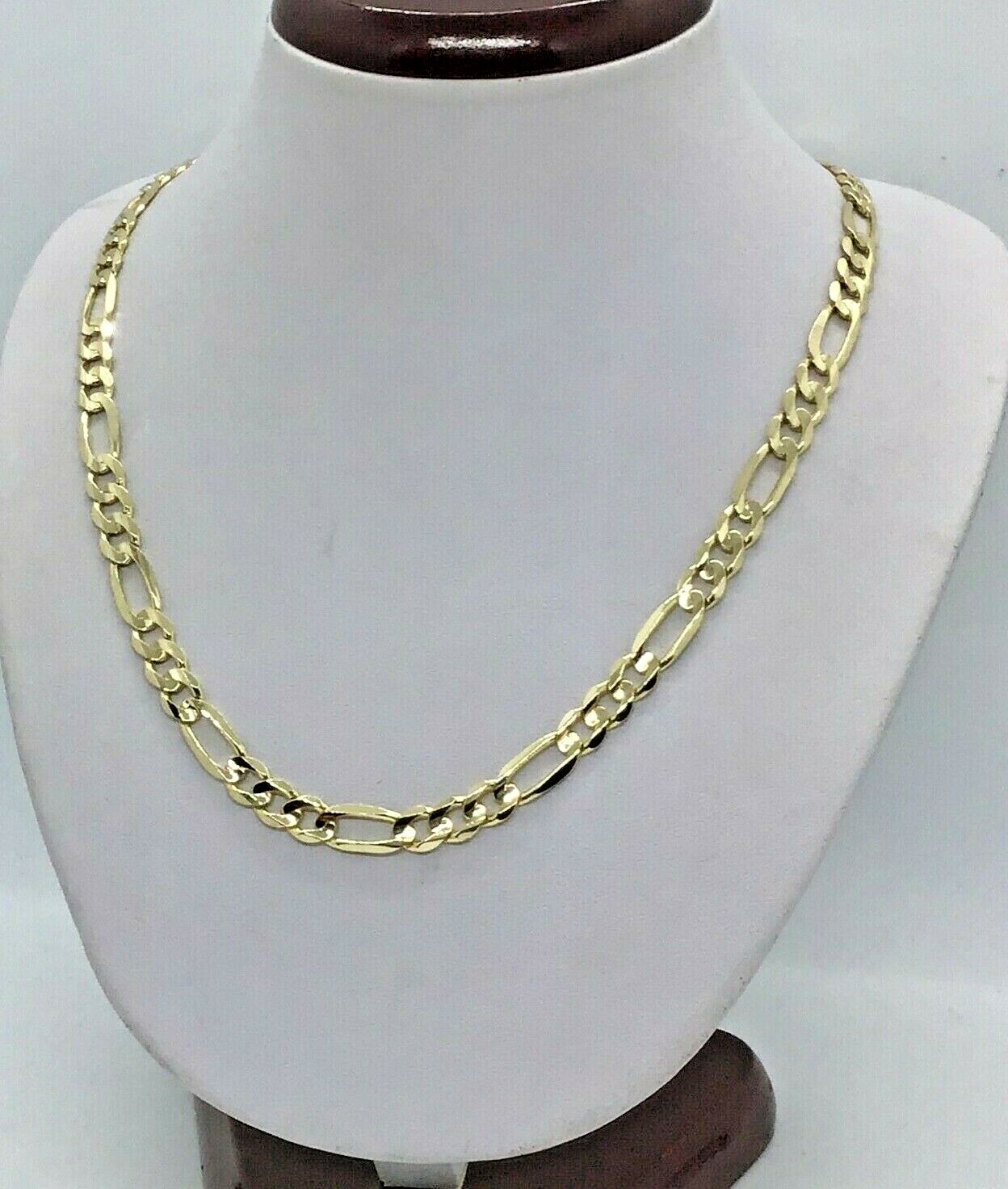10k Solid Gold Figaro Link Men’s Women’s Chain Necklace 7mm 20” – 30”